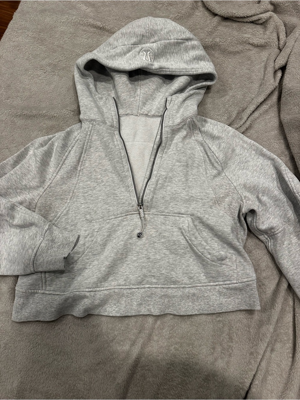 lululemon athletica Heather Gray Half-Zip Hooded Sweater